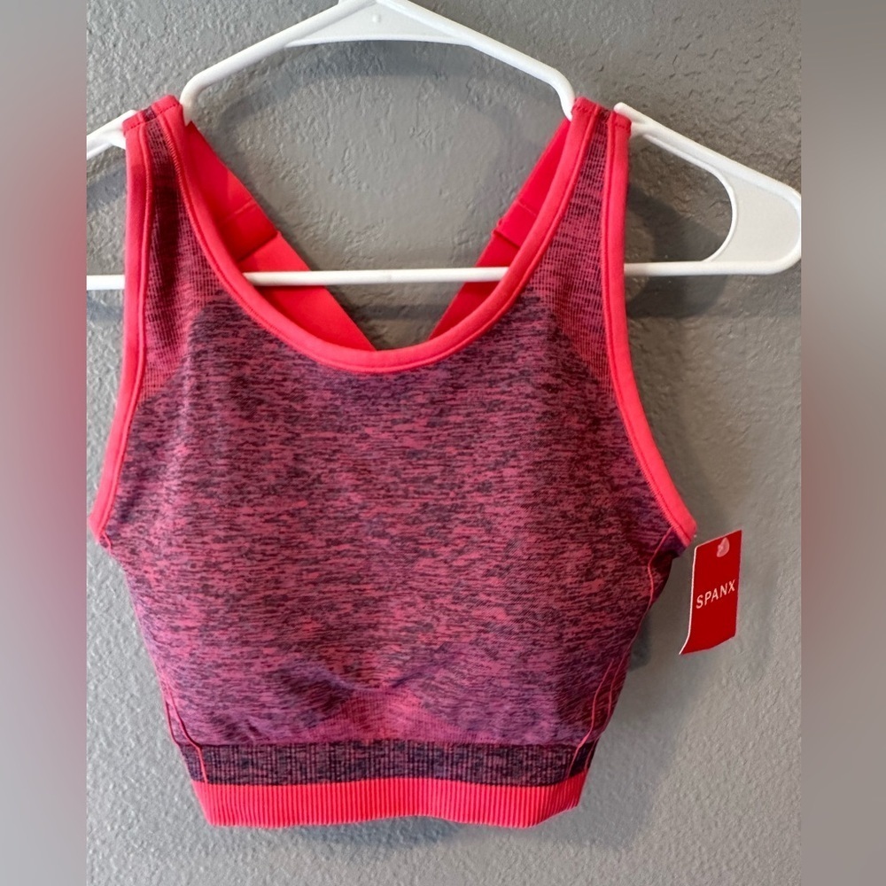 NWT Spanx spacedye coral punch seamless sculpt bra size M
